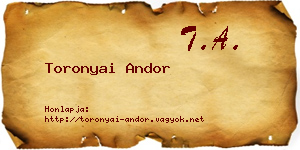 Toronyai Andor névjegykártya